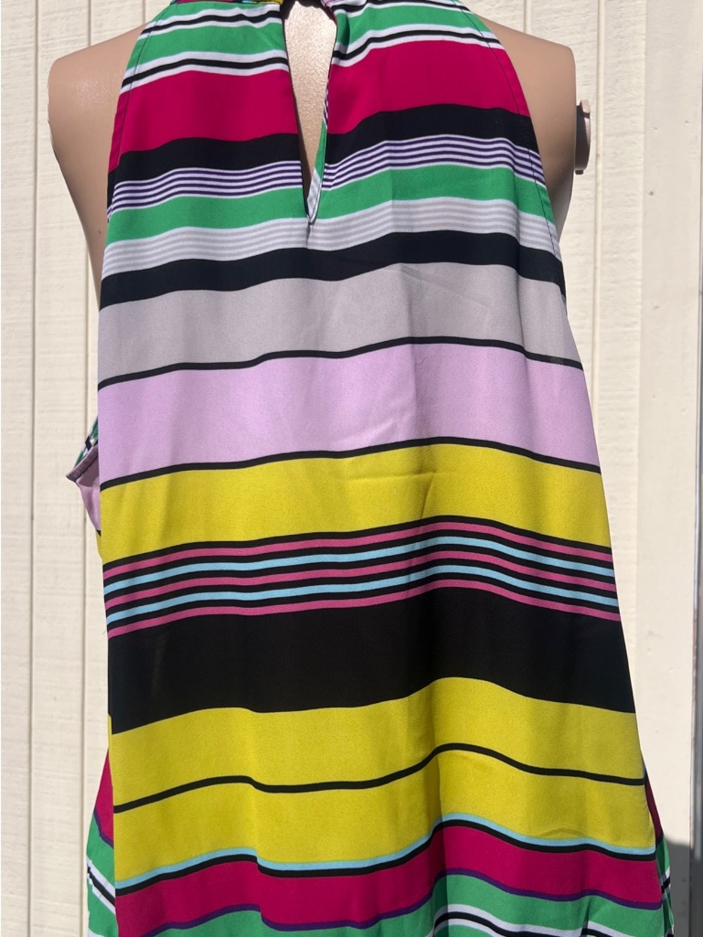 NY & Co 7th Avenue Multicolor Striped Halter Blouse Size L - Picture 2 of 7